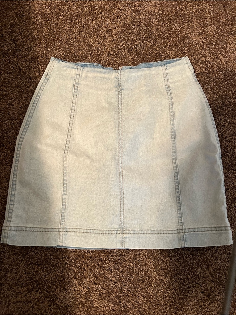 Elle Light Blue Denim Mini Skirt with Vertical Seams
